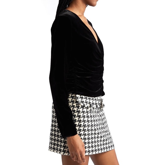 NEW VERONICA BEARD BLACK RUCHED VELVET TOP - Picture 5 of 11